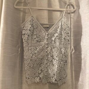 Blue Floral Crochet Abercrombie Top